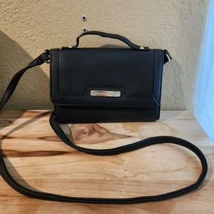 Juicy Couture Black Faux Leather Trifold Crossbody Clutch